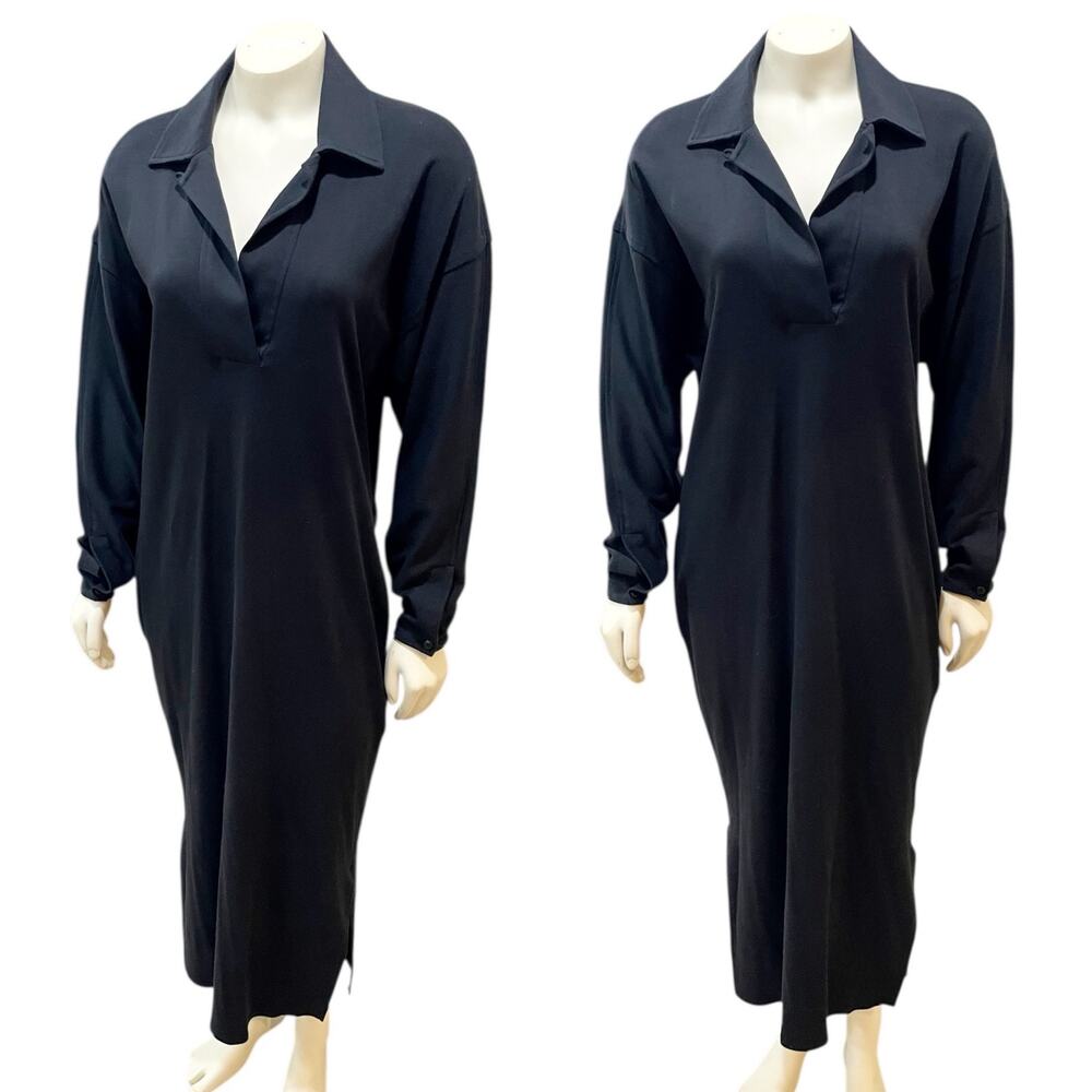 Calvin Klein Classifications 1980s 80s Maxi Cotton Collared Dress M